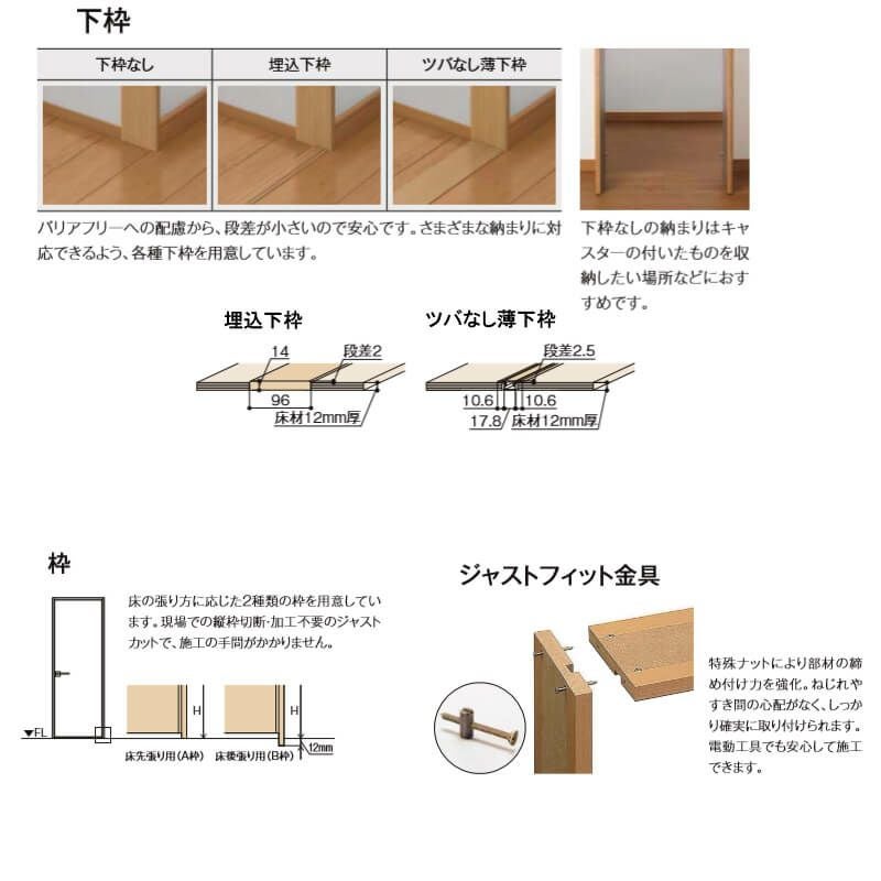 建具 扉 クローゼット ドア TA 両開き戸 ノンケーシング枠 EAA 0720 押入れ 折戸 リクシル トステム ドア 交換 リフォーム DIY 4枚目