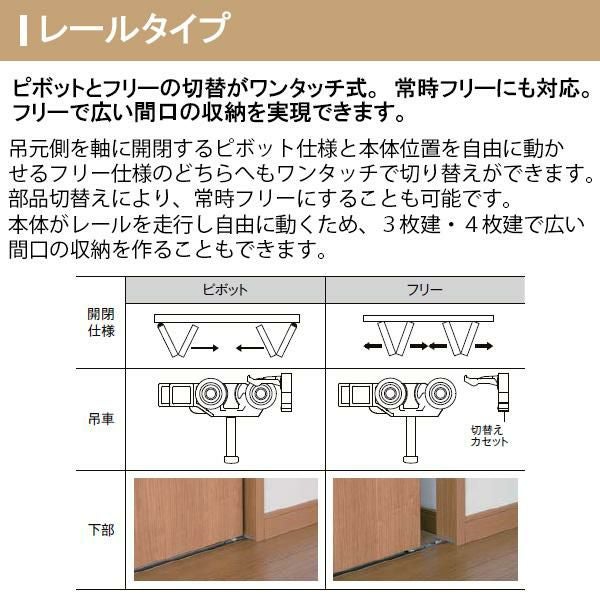 LIXIL クローゼット扉 ドア 2枚 折れ戸 ラシッサS レールタイプ LAA 把手付 ノンケーシング枠 0720/08M20 ミラー付/なし 押入れ 折戸 リフォーム DIY