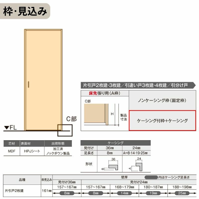 可動間仕切り LIXIL 室内引戸 上吊方式 片引戸2枚建 ラシッサS パネルタイプ LAG 2420/2423 ケーシング付枠 リクシル トステム 引き戸 リフォーム DIY