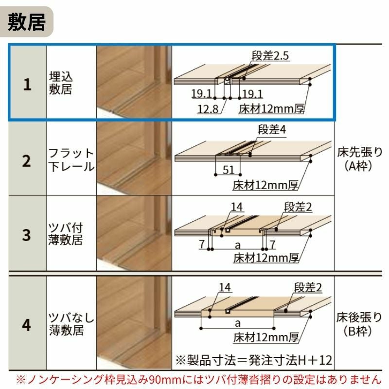 室内引戸 片引き戸 標準タイプ Vレール方式 ラシッサS 洗面タイプ LYA ノンケーシング枠 1220/1320/1420/1620/1820 リクシル トステム 片引戸 ドア LIXIL/TOSTEM リビング建材 室内建具 戸 扉 ドア リフォーム DIY 7枚目