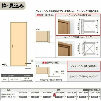 室内引戸 片引き戸 標準タイプ Vレール方式 ラシッサS パネルタイプ LAB ノンケーシング枠 1220/1320/1420/1620/1820 リクシル トステム 片引戸 ドア LIXIL/TOSTEM リビング建材 室内建具 戸 扉 ドア リフォーム DIY 8枚目