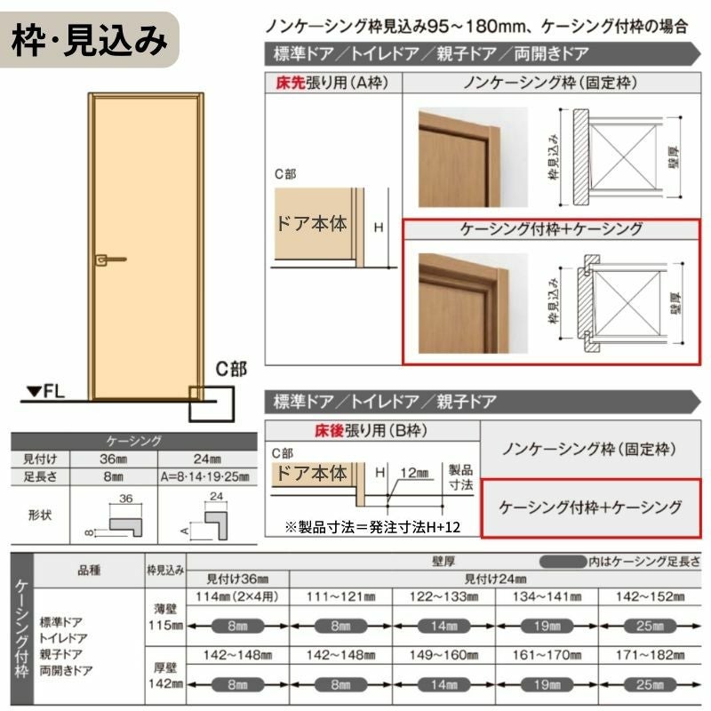 室内ドア ラシッサS 標準ドア LGH ケーシング付枠 05520/0620/06520/0720/0820/0920 ガラス入りドア 錠付き/錠なし リクシル LIXIL 屋内 セミオーダー 建具 ドア 木製 おしゃれ 室内ドア 交換 リフォーム DIY 【リフォームおたすけDIY】 7枚目