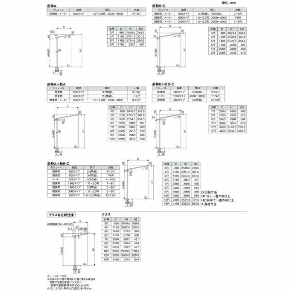 テラス屋根 スピーネ リクシル 2.0間 間口3640×出幅1185mm テラスタイプ 屋根F型 耐積雪対応強度100cm 自在桁 リフォーム DIY 8枚目