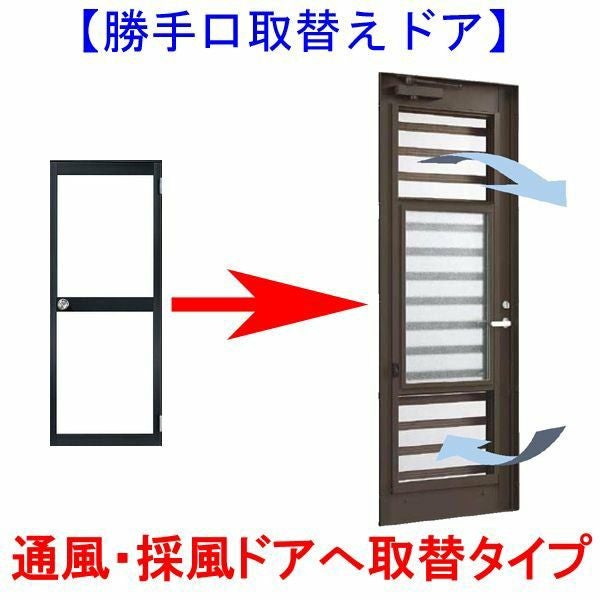 LIXIL/リクシル専用 取替ドア ライトドア 旧ベルエア 通風・採風ドア 規格サイズ DW742×DH1811 ドア本体のみ取替用 単板ガラス【取替ドア】【勝手口】【採風】【通風】 2枚目