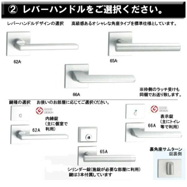かんたん建具 扉のみ取替用 開き戸 縦長窓2列 アクリル板付 ドアサイズ幅～915×高さ～1820mm オーダーサイズ レバーハンドル丁番付建具 室内ドア 交換 DIY 3枚目