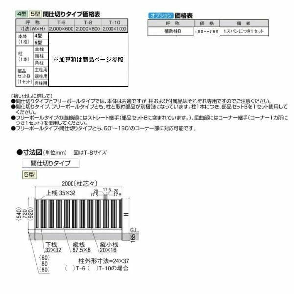 フェンス LIXIL ハイミレーヌR5型フェンス 間仕切りタイプ T-8 本体 2000×800mm 4枚目