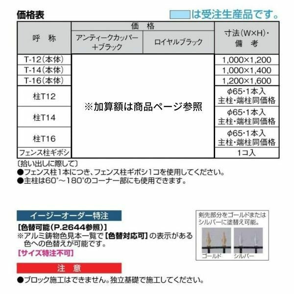 フェンス LIXIL ヴィア・ル・クラシコ フェンスＴ-16 本体 1200×1600mm アンティーク・カッパー+ブラック 3枚目