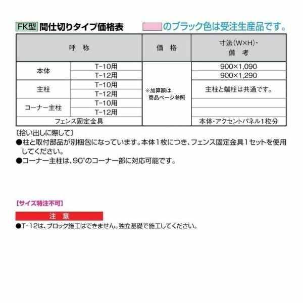 フェンス LIXIL アーキキャストフェンスFK型 間仕切りタイプ Ｔ-10 本体 900×1090mm 3枚目