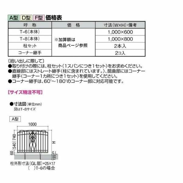 フェンス LIXIL キャスティナA型フェンス Ｔ-8 本体 1000×800mm 3枚目