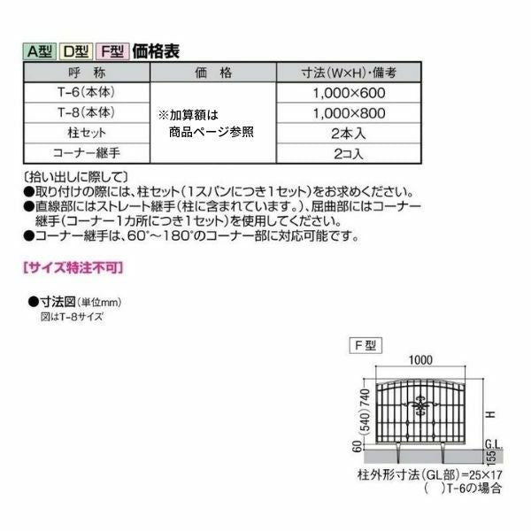 フェンス LIXIL キャスティナF型フェンス Ｔ-8 本体 1000×800mm 3枚目