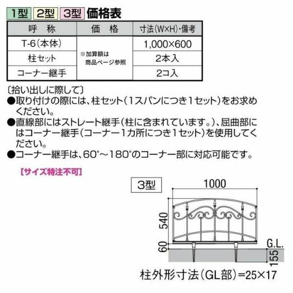 フェンス LIXIL コラゾン3型フェンス Ｔ-6 本体 1000×600mm 3枚目