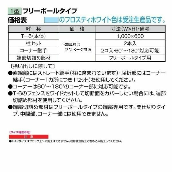 フェンス LIXIL ラフィーネフェンス1型 フリーポールタイプ Ｔ-6 本体 1000×600mm 3枚目