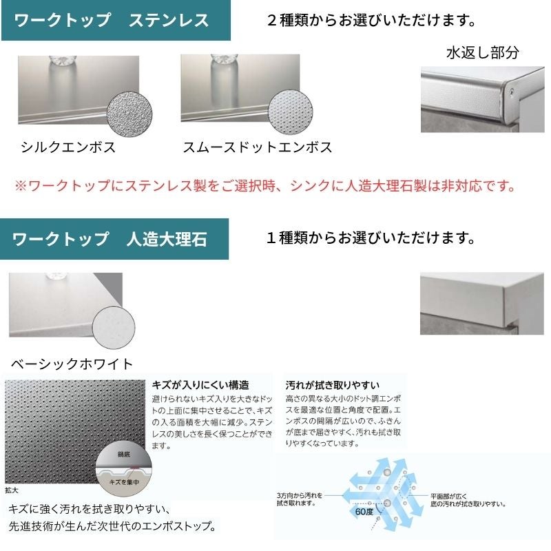 システムキッチン シエラ W2100mm 壁付I型 トレーボードプラン ウォールユニット無 食洗機付き 間口210cm 奥行60cm グループ2 リクシル 流し台