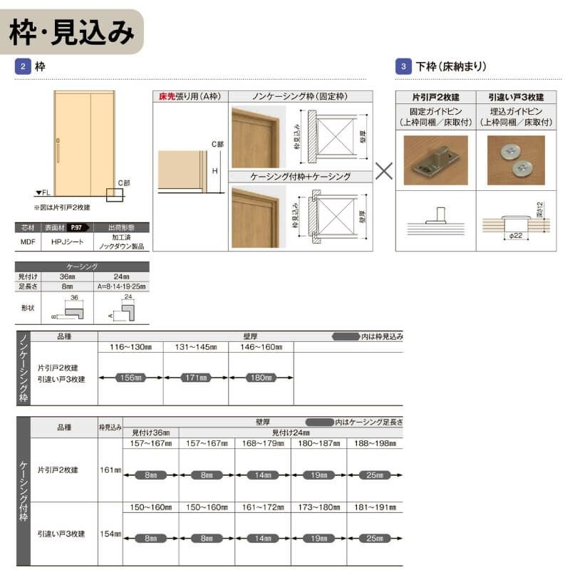 リクシル 室内引戸 ラシッサUD 上吊連動方式  引違い戸3枚建 Wソフトモーション 木質面材 HYE ノンケーシング枠 洗面タイプ 1620 W1644mm×H2023mm LIXIL DIY 8枚目