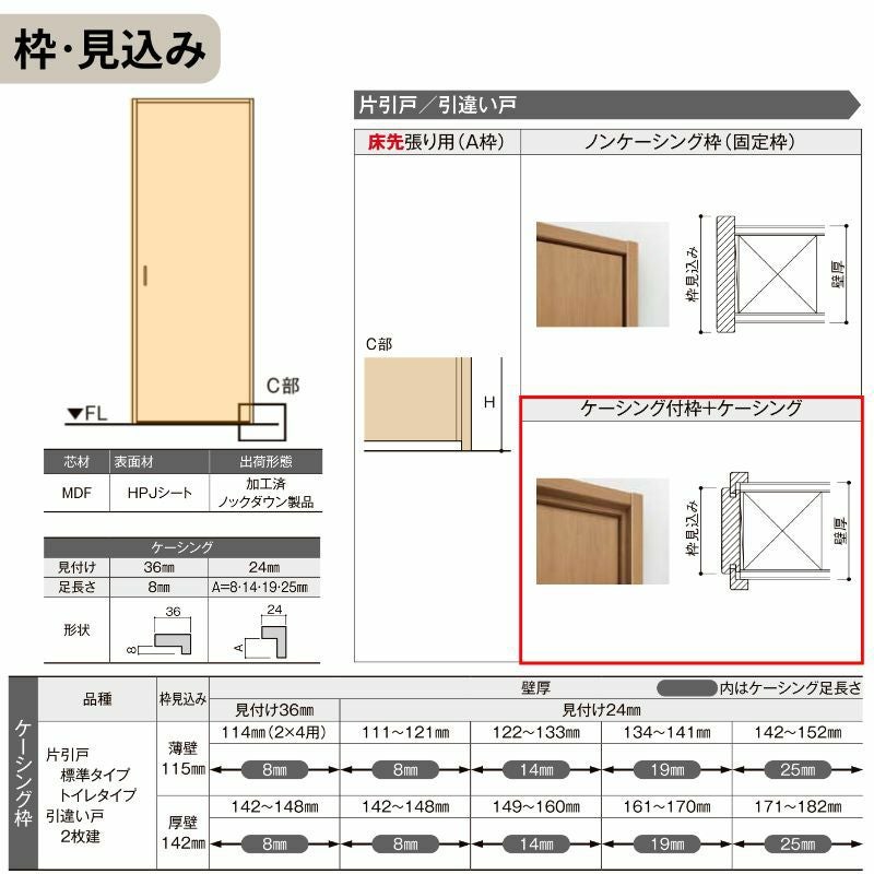 オーダーサイズ LIXIL 洗面タイプ 室内引戸 上吊方式 片引戸 標準タイプ ラシッサＳ LYA ケーシング付枠 W1092～1992mm×Ｈ1750～2430mm リクシル 建具 DIY