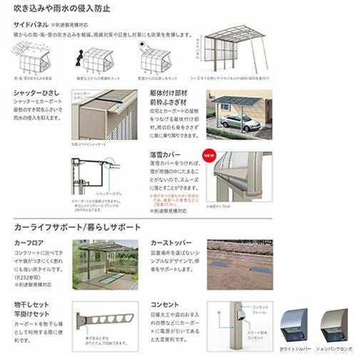 カーポート 2台駐車場 リクシル フーゴF 1台用 縦2連棟 30-54型 W2992×L10774 ポリカーボネート屋根材 車庫 ガレージ 本体 フーゴFレギュラー 15枚目