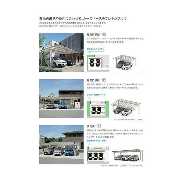 カーポート 2台駐車場 リクシル フーゴF 2台用 屋根連結(奥行違い) 24-57・36-54型 W6134(7792)×L5701 ポリカーボネート屋根材 車庫 ガレージ 本体