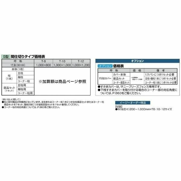 フェンス LIXIL サニーブリーズフェンス S型＜採光タイプ＞ 間仕切りタイプ T-8 本体 1000×800mm 3枚目