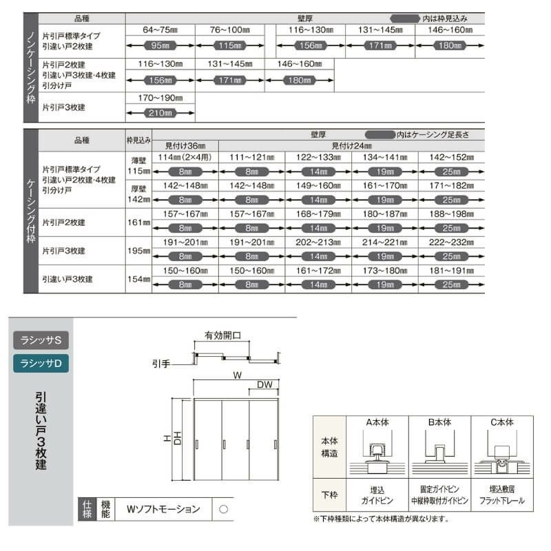 【オーダーサイズ 】リクシル ラシッサD ヴィンティア 可動間仕切り 引違い戸 3枚建 AVMHT-LGJ ケーシング付枠 Ｗ1604～2954㎜×Ｈ1750～2425㎜ 4枚目