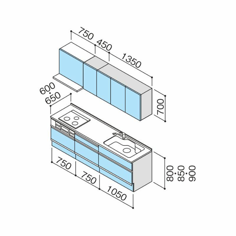 システムキッチン ラクエラ W2550mm I型 スライド収納プラン シンシア TGシンク 3口コンロ 標準タイプ(食洗機なし) クリナップ 間口255cm 奥行き65cm ステンレス キッチン おしゃれ 引出し 大容量 下台 流し台 リフォーム リノベ DIY