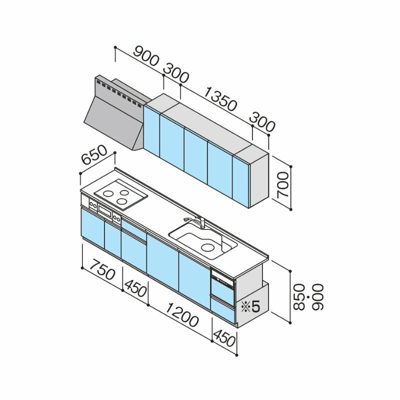 システムキッチン ラクエラ W2850mm I型 開き扉プラン グランド TGシンク 3口コンロ 食器洗い乾燥機付 クリナップ 間口285cm 奥行き65cm ステンレス キッチン おしゃれ 扉付き 収納棚 下台 流し台 リフォーム リノベ DIY