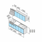 システムキッチン ラクエラ W2550mm I型 開き扉プラン シンシア TGシンク 3口コンロ 標準タイプ(食洗機なし) クリナップ 間口255cm 奥行き65cm ステンレス キッチン おしゃれ 扉付き 収納棚 下台 流し台 リフォーム リノベ DIY