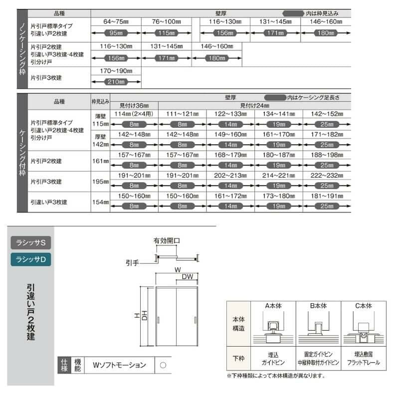 【オーダーサイズ 】リクシル ラシッサD ヴィンティア 可動間仕切り 引違い戸 2枚建 AVMHH-LGY ノンケーシング枠 Ｗ1092～1992mm×Ｈ1750～2425mm 5枚目