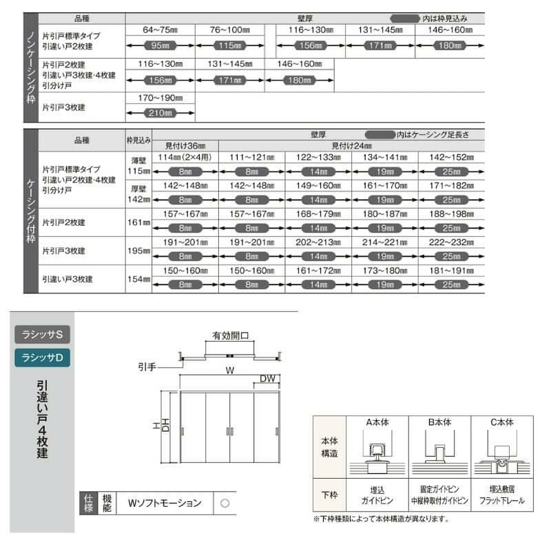 【オーダーサイズ 】リクシル ラシッサD ヴィンティア 可動間仕切り 引違い戸 4枚建 AVMHF-LAY ケーシング付枠 Ｗ2149～3949mm×Ｈ1750～2425mm 5枚目