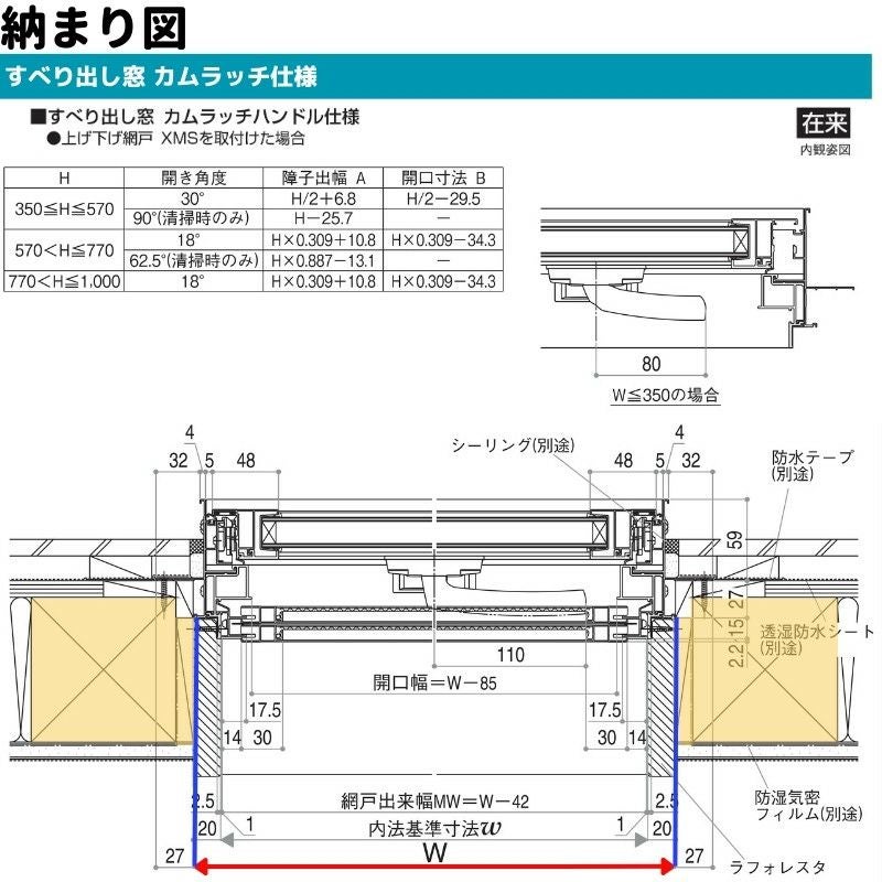 すべり出し窓（カムラッチ） 半外付 06005 エピソードⅡ ＮＥＯ W640×H570 mm YKKap 断熱 樹脂アルミ複合 サッシ すべり出し 窓 リフォーム DIY 10枚目