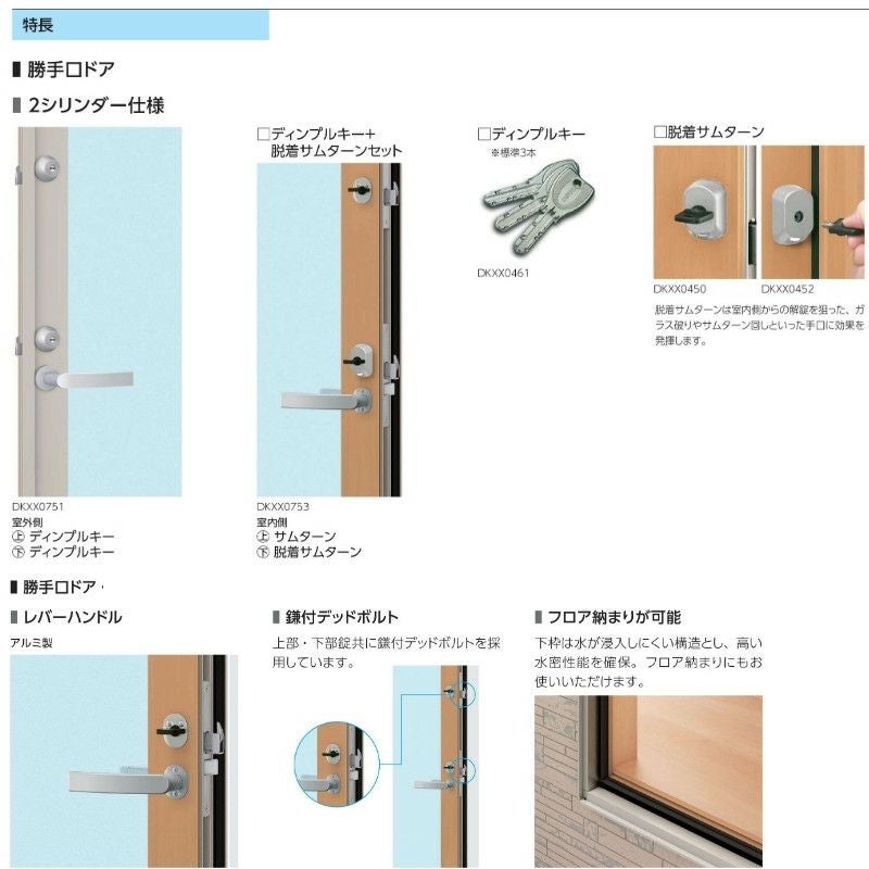 勝手口ドア 06920 エピソードⅡ ＮＥＯ W730×H2030 mm YKKap 断熱 樹脂アルミ複合 サッシ 勝手口 ドア 窓 リフォーム DIY 5枚目