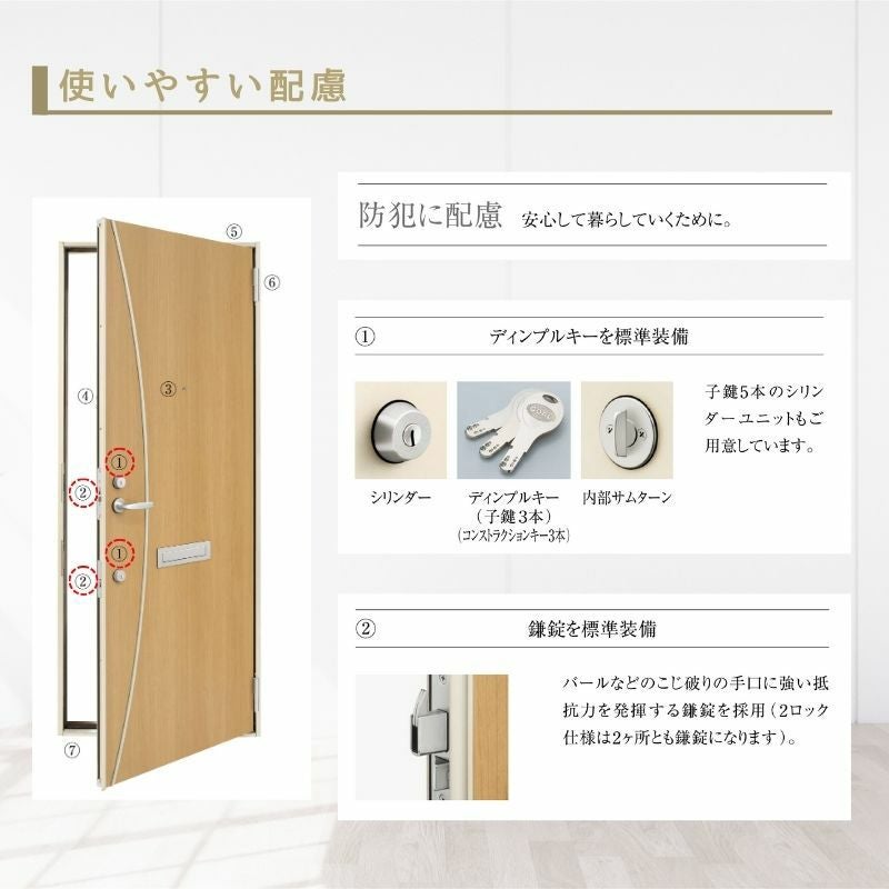 アパート用玄関ドア レガーロ R14型 W785×H1920/2000mm 手動錠 断熱仕様D3/D4 非防火仕様 ランマ無 YKK YKKap 集合住宅用ドア おしゃれ 防犯 リフォーム 4枚目