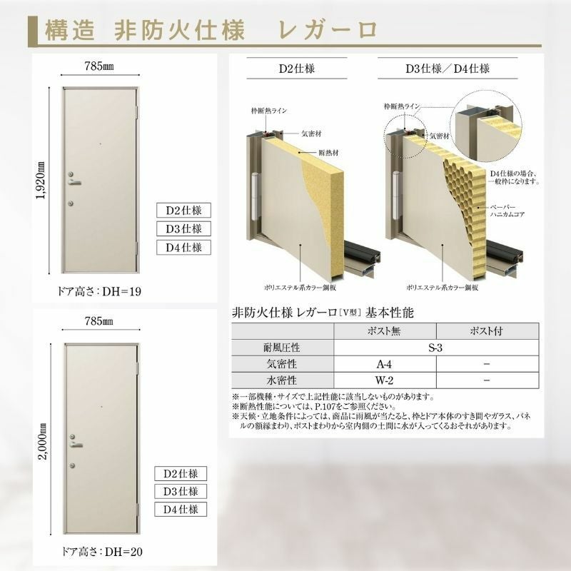アパート用玄関ドア レガーロ R14型 W785×H1920/2000mm 手動錠 断熱仕様D3/D4 非防火仕様 ランマ無 YKK YKKap 集合住宅用ドア おしゃれ 防犯 リフォーム 9枚目