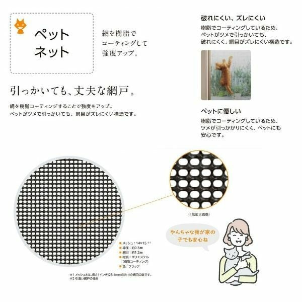 リフォーム網戸 1枚あたり採寸W791-1050×採寸H1969-2348mm 引違い網戸 標準タイプ 窓/テラスサイズ 3/4枚建用 2枚セット リクシル純正品 オーダーサイズ DIY 7枚目