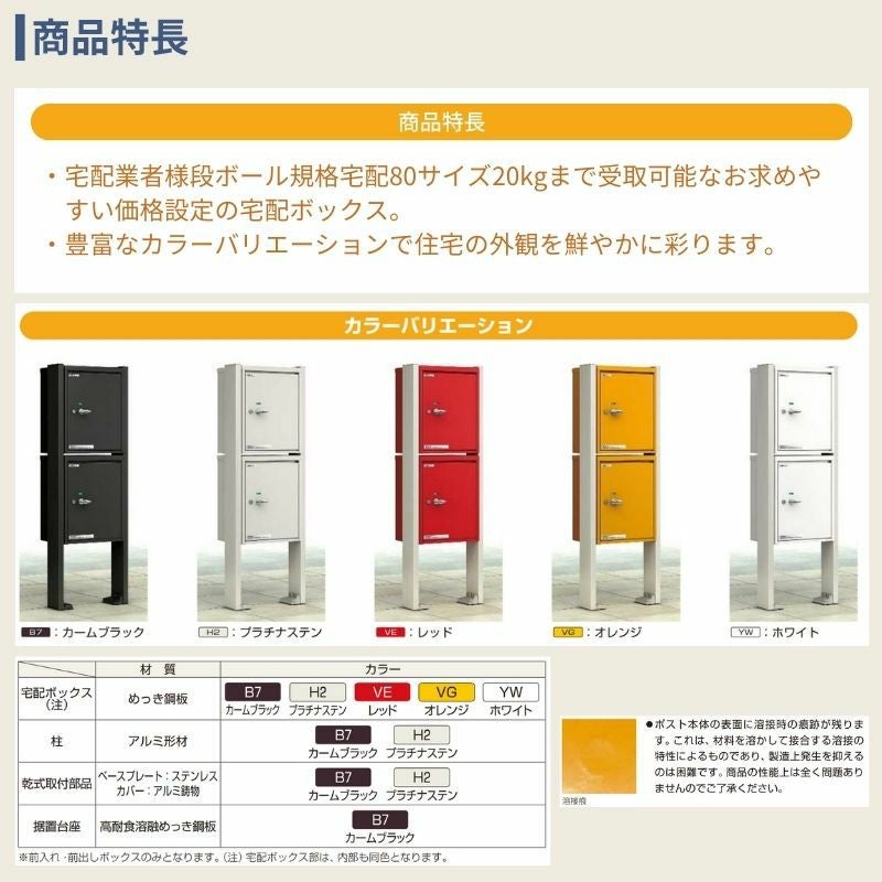 ポスティモ 宅配ボックス1型 受取可能寸法:W290*D230*H330mm シリンダー錠 郵便ポスト 宅配ポスト 置配 YKKap YKK シンプレオシリーズ 防犯 おしゃれ リフォーム 3枚目