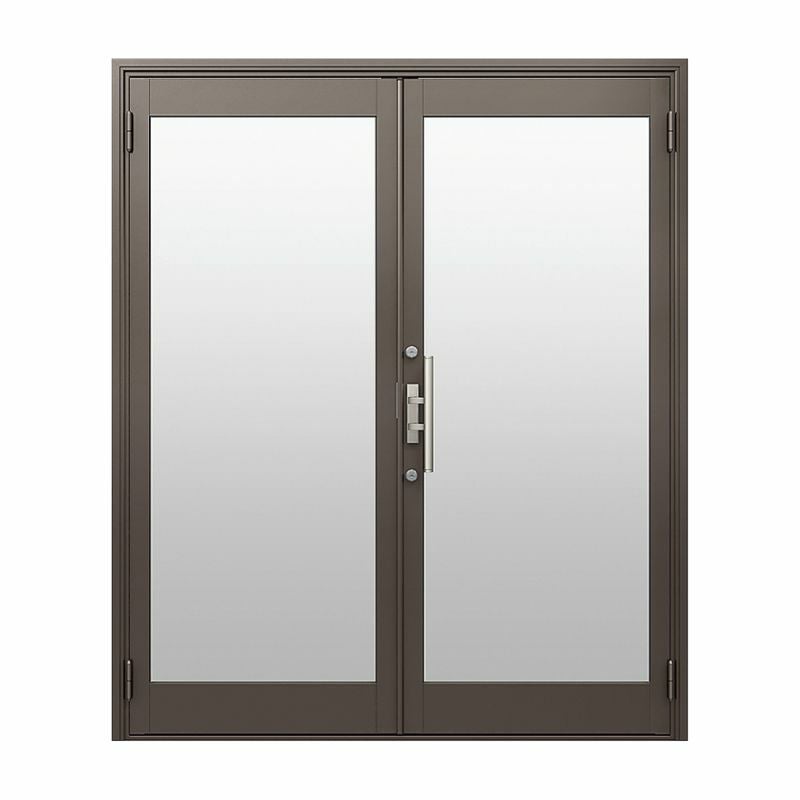 クリエラガラスドアPG 半外付型 特注 W1085～1855×H1901～2217mm オーダーサイズ 店舗ドア 両開き 片把手 1枚ガラス仕様 複層ガラス LIXIL リクシル DIY