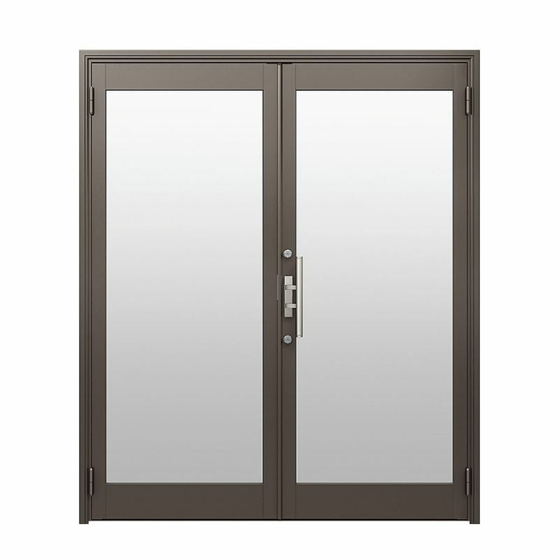 クリエラガラスドアPG 内付型 三方枠仕様 特注 W1057～1827×H1901～2326mm オーダーサイズ 店舗ドア 両開き 片把手 1枚ガラス仕様 複層ガラス LIXIL リクシル