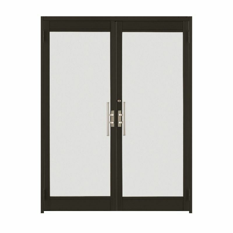 クリエラガラスドアPG 内付型 三方枠仕様 特注 W1057～1827×H1901～2326mm オーダーサイズ 店舗ドア 両開き 両把手 1枚ガラス仕様 複層ガラス LIXIL リクシル