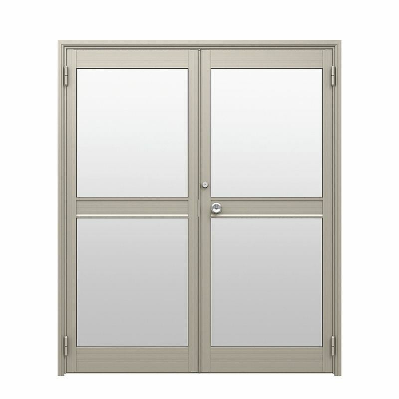 クリエラガラスドアPG 内付型 三方枠仕様 特注 W1057～1827×H1901～2326mm オーダーサイズ 店舗ドア 両開きドア 中桟付仕様 複層ガラス LIXIL リクシル DIY