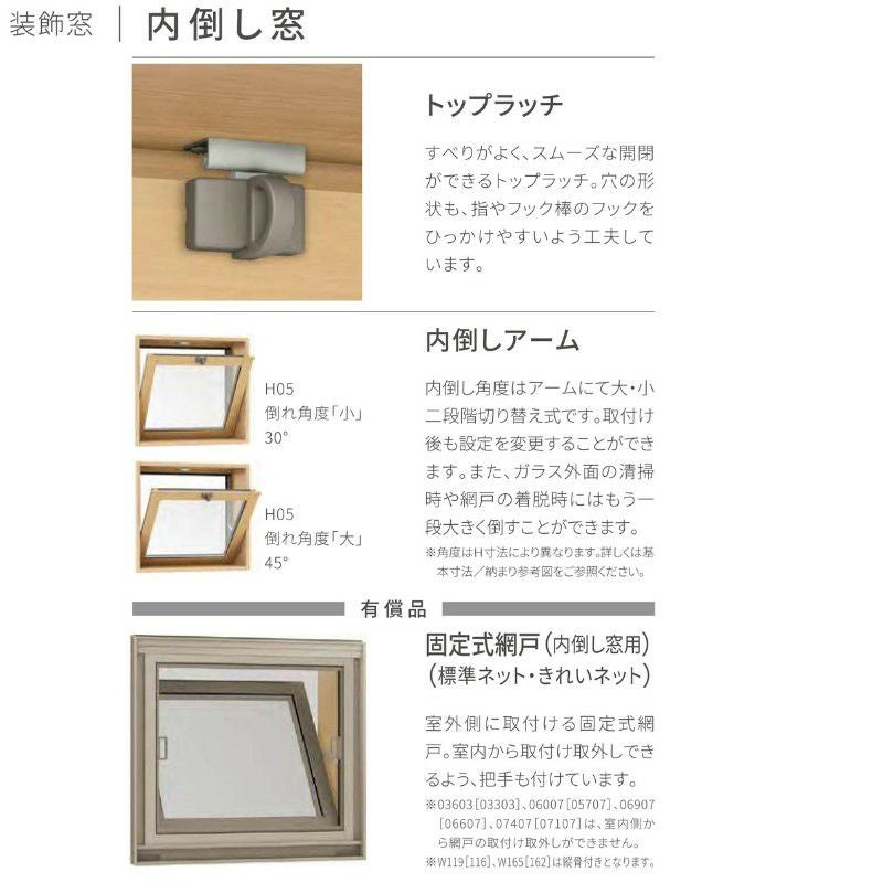 内倒し窓 07403 サーモス2-H W780×H370 mm 複層ガラス 樹脂アルミ複合サッシ 内倒し LIXIL リクシル 断熱 リフォーム