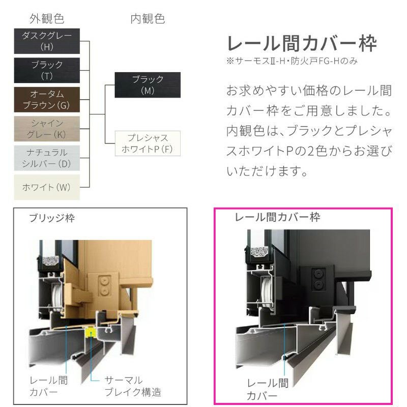 引違い窓 レール間カバー枠 16018 サーモス2-H テラスタイプ 2枚建 W1640×H1830mm 複層ガラス 樹脂アルミ複合サッシ 引き違い LIXIL リクシル リフォーム