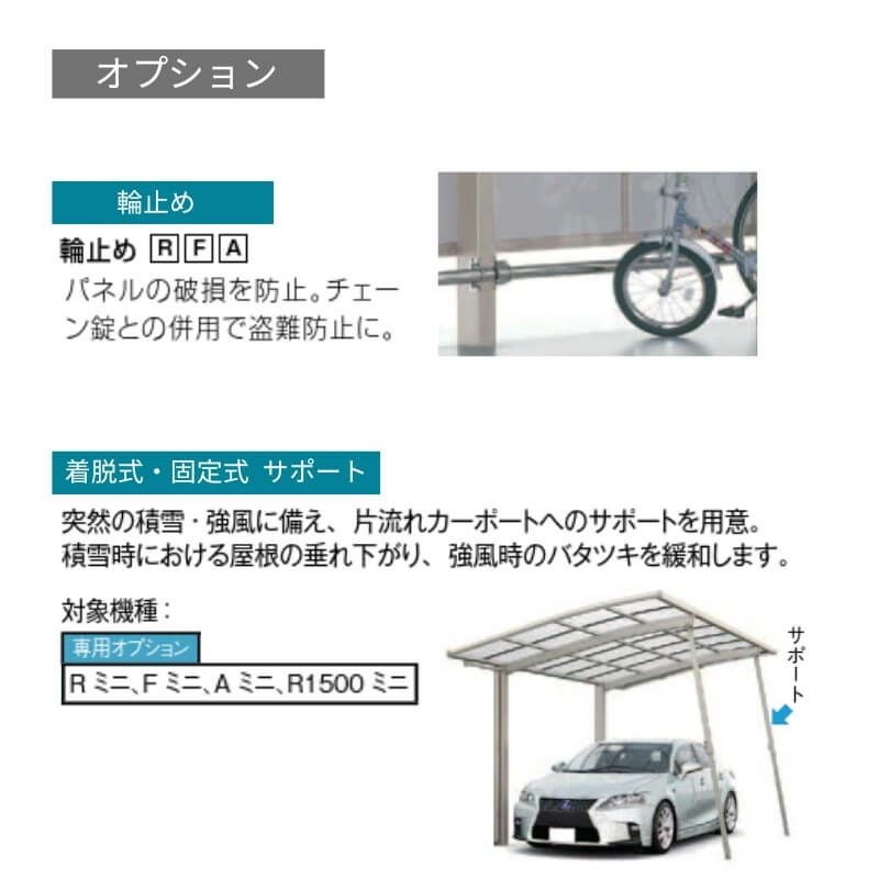 サイクルポート 屋根付 3~4台用 基本 21-22型 奥行2101x間口2156mm LIXIL リクシル フーゴRミニ 熱線吸収ポリカーボネート 駐輪場