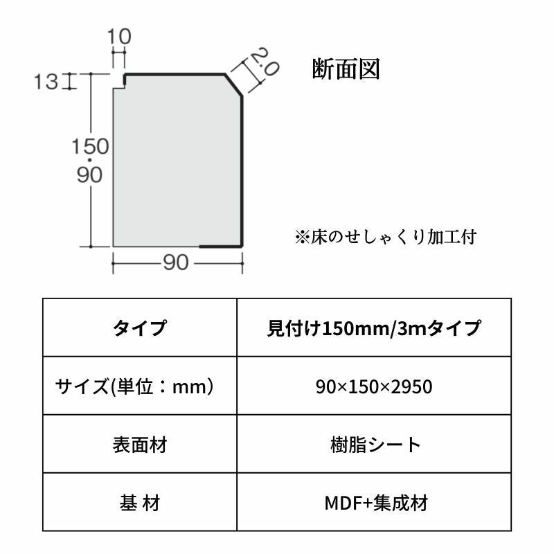 床造作材 LIXIL 住実ECO 上り框(玄関框) 見付け 150mm 3mタイプ 1本 シラカバフロア リクシル リフォーム DIY