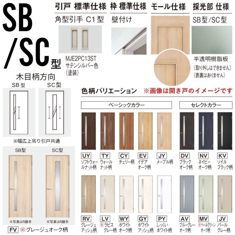 室内引戸 アウトセット納まり 上吊り片引き戸 ベリティス 採光 SC型 幅780/650×高さ2035mm 壁付け スタンダード 室内ドア 建具 交換 おしゃれ パナソニック DIY