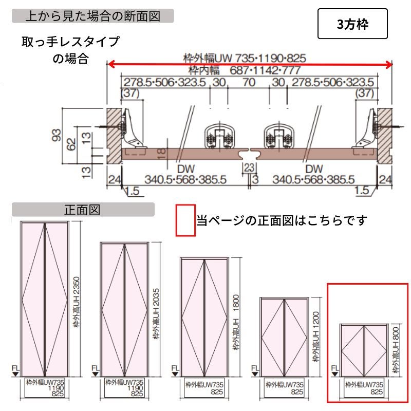 パナソニック ベリティス クローゼットドア 開き扉 PA型 (フラット ) UW735/825 UH800 3尺 両開き 固定枠 階段下収納 トイレ 建具 リフォーム DIY Panasonic