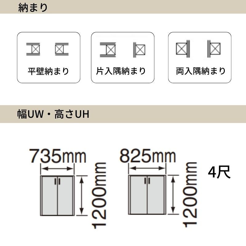 パナソニック ベリティス クローゼットドア 開き扉 PH型 (取っ手レス ) UW735/825 UH1200 4尺 両開き 固定枠 階段下収納 トイレ 建具 リフォーム DIY Panasonic