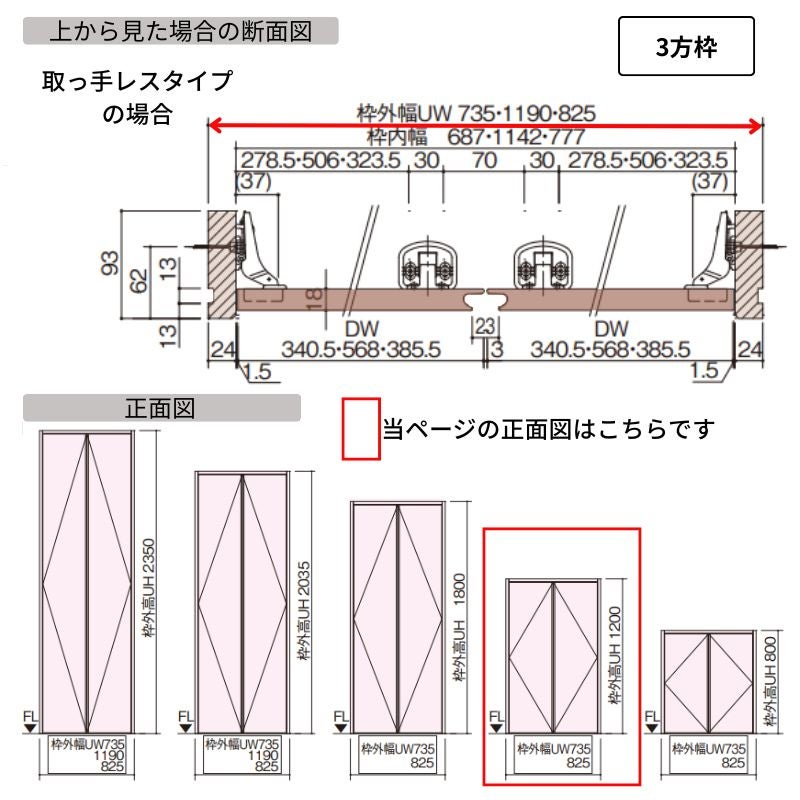 パナソニック ベリティス クローゼットドア 開き扉 PH型 (取っ手レス ) UW735/825 UH1200 4尺 両開き 固定枠 階段下収納 トイレ 建具 リフォーム DIY Panasonic