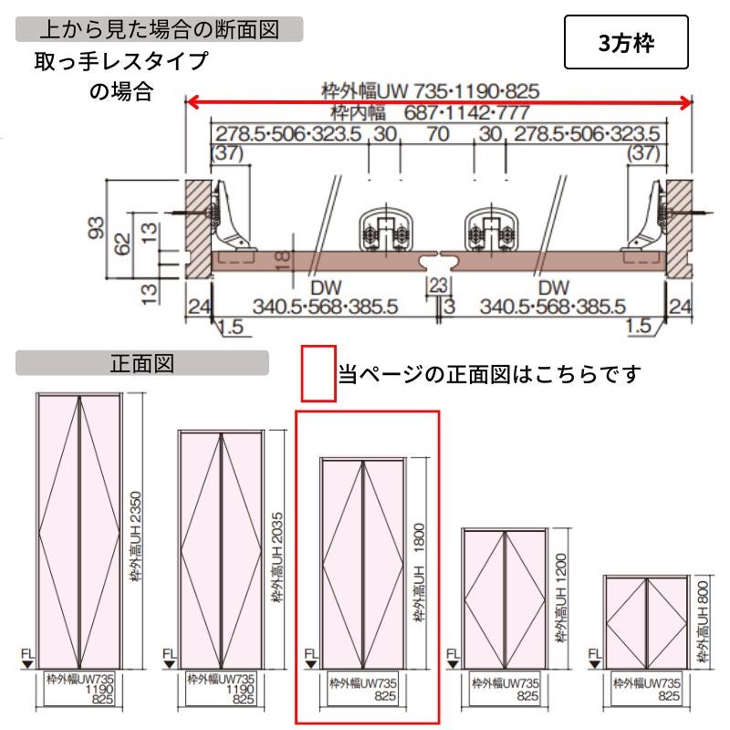 パナソニック ベリティス クローゼットドア 開き扉 PH型 (取っ手レス ) UW735/825 UH1800 6尺 両開き 固定枠 収納 建具 パントリー リフォーム DIY Panasonic