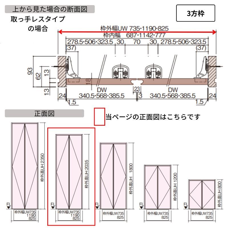 パナソニック ベリティス クローゼットドア 開き扉 PA型 (フラット ) UW735/825 UH2035 7尺 両開き 固定枠 収納 建具 パントリー リフォーム DIY Panasonic