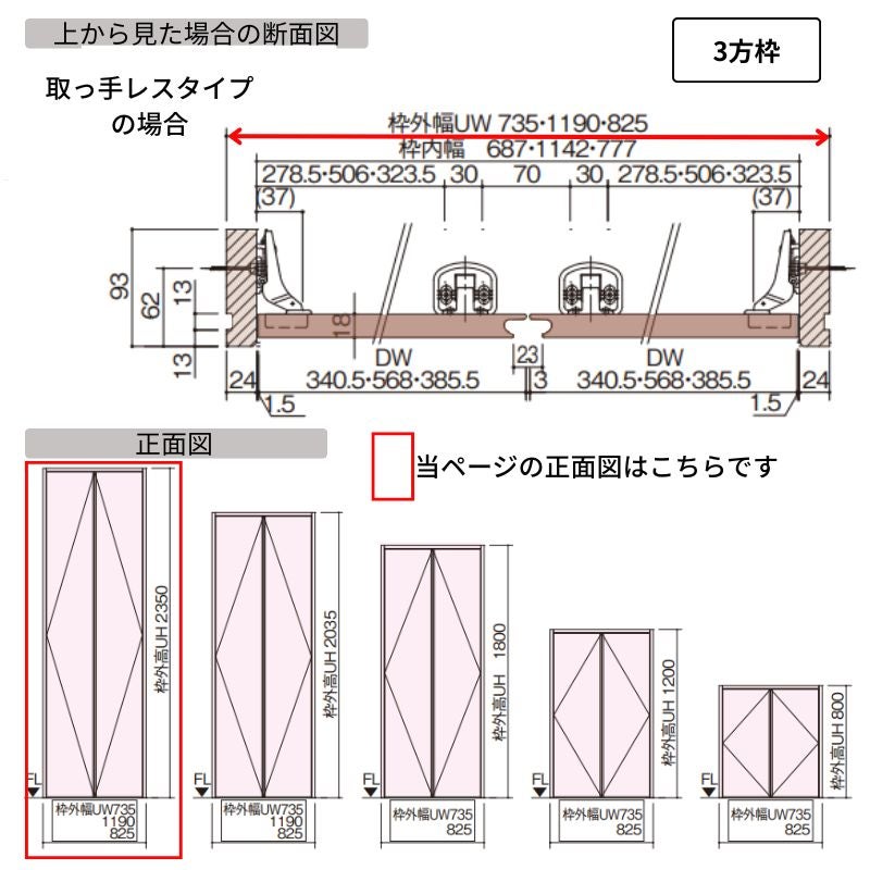 パナソニック ベリティス クローゼットドア 開き扉 PH型 (取っ手レス ) UW735/825 UH2350 8尺 両開き 固定枠 収納 建具 パントリー リフォーム DIY Panasonic