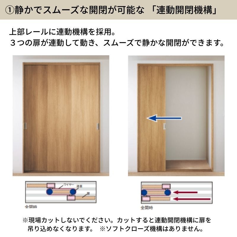 パナソニック ベリティス クローゼットドア 3枚連動引き戸 UW1645×UH2035(7尺) PA型 (フラットタイプ) 押入 引戸 収納 建具 おしゃれ リフォーム DIY Panasonic
